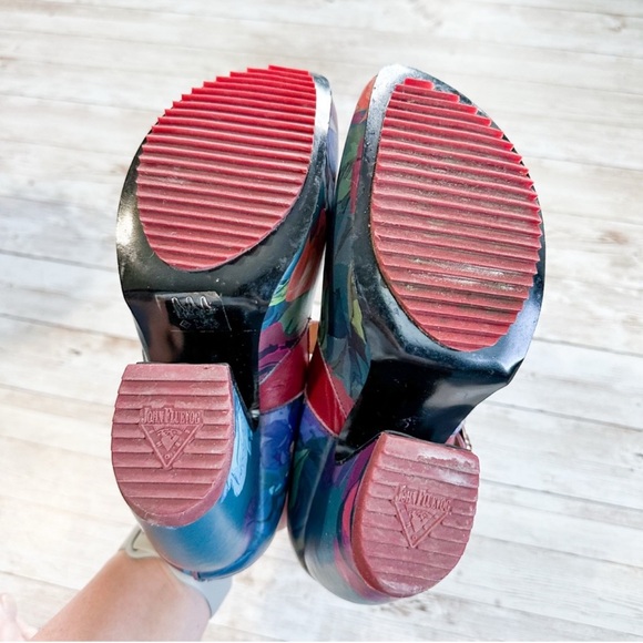 John Fluevog Prepare Leader Platform Mary Jane Heels Floral Size 6 - Picture 8 of 16